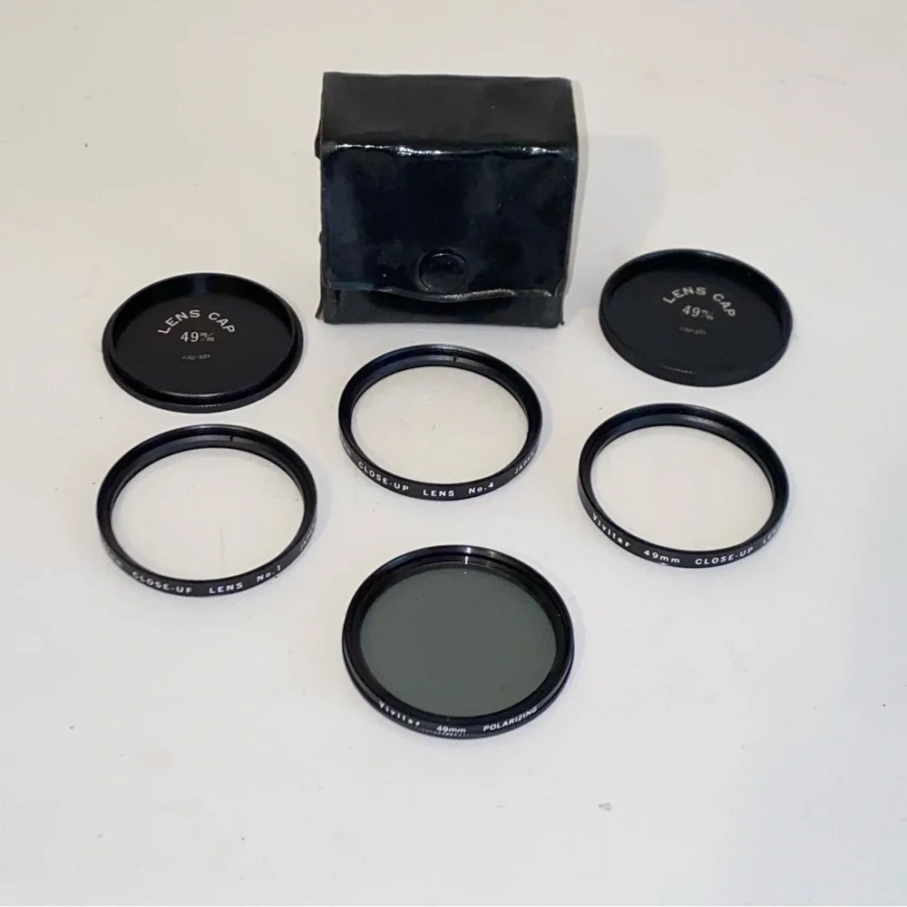 Vintage Vivitar 49 mm Close Up Lens Kit Nos 1 2 & 4 with Polarizing Lens & Case